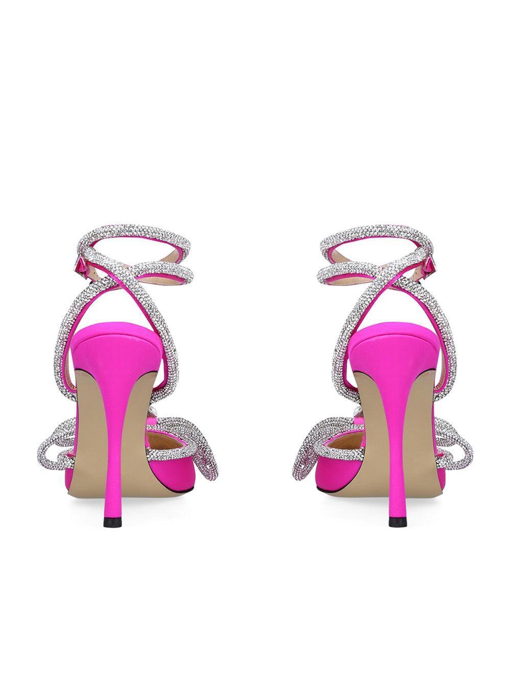 Laila Bow Crystal Satin Heels In Hot Pink-Mix MIx Style