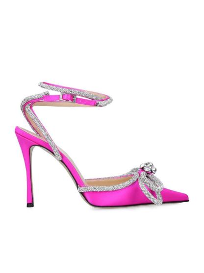 Laila Bow Crystal Satin Heels In Hot Pink-Mix MIx Style