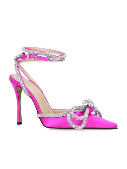 Laila Bow Crystal Satin Heels In Hot Pink-Mix MIx Style