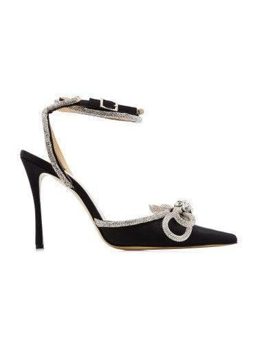 Laila Bow Crystal Satin Heels In Black-Mix MIx Style