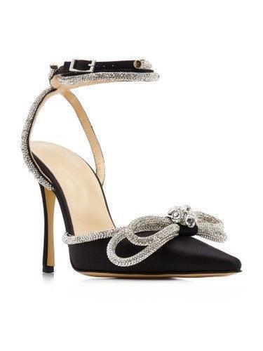 Laila Bow Crystal Satin Heels In Black-Mix MIx Style