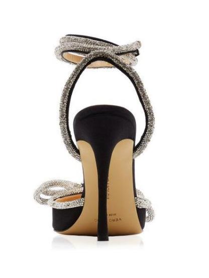 Laila Bow Crystal Satin Heels In Black-Mix MIx Style