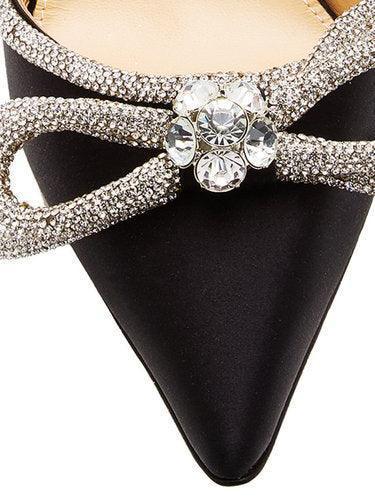 Laila Bow Crystal Satin Heels In Black-Mix MIx Style