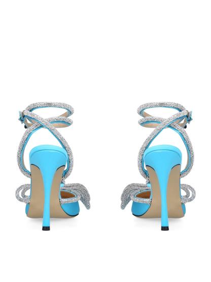 Laila Bow Crystal Satin Heels In Blue-Mix MIx Style
