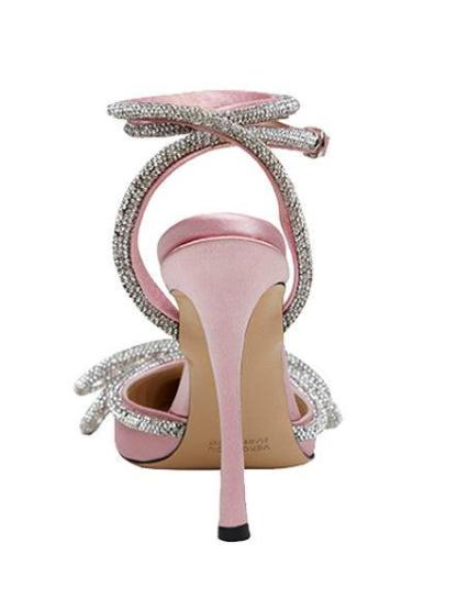 Laila Bow Crystal Satin Heels In Blush-Mix MIx Style