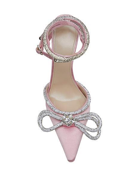 Laila Bow Crystal Satin Heels In Blush-Mix MIx Style