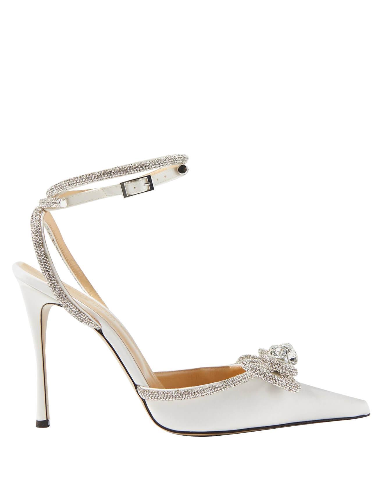 Laila Bow Crystal Satin Heels In White-Mix MIx Style