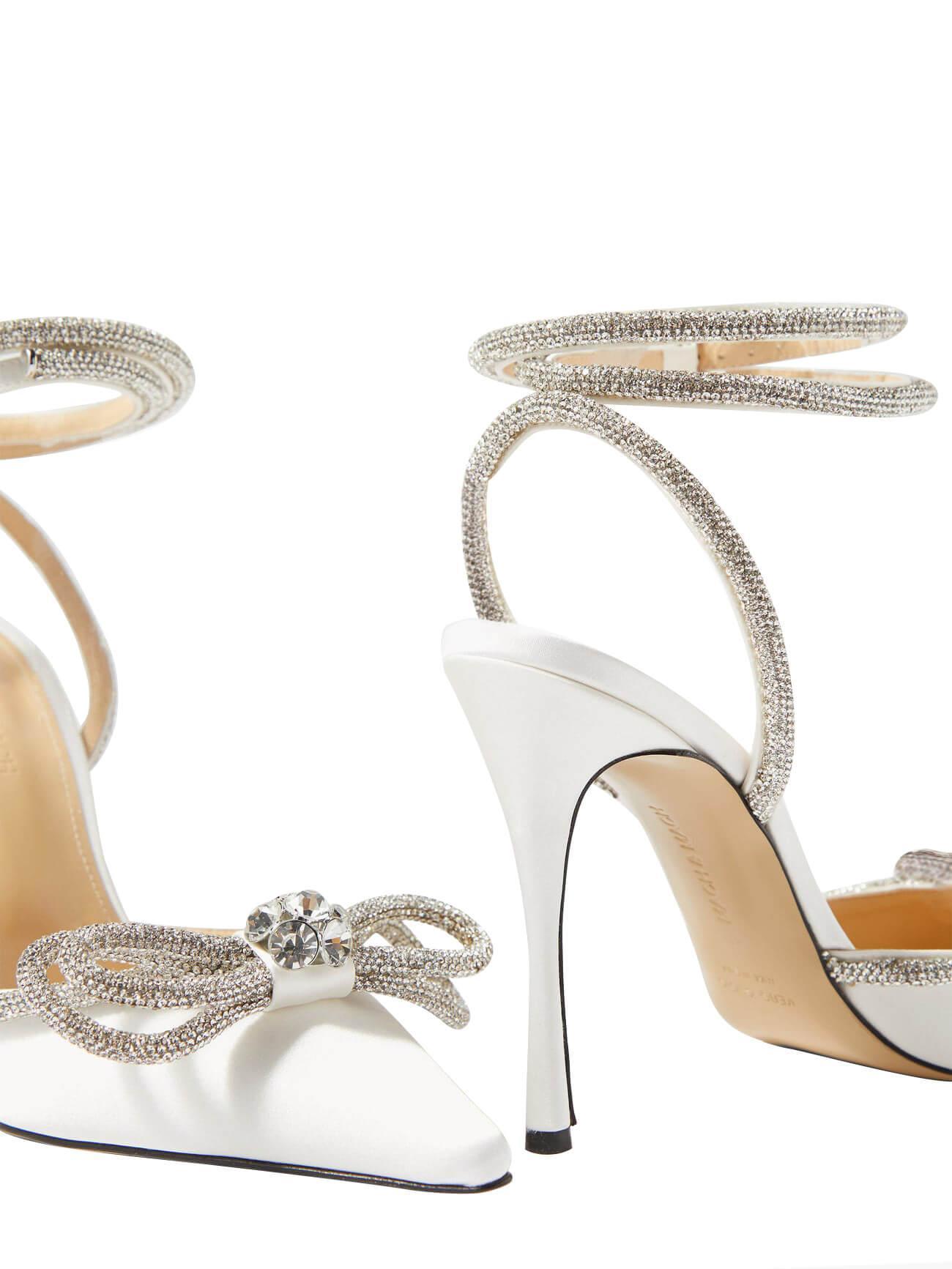 Laila Bow Crystal Satin Heels In White-Mix MIx Style