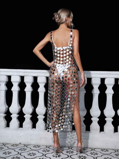 Leonora Chainmail Split Midi Dress-Mix MIx Style