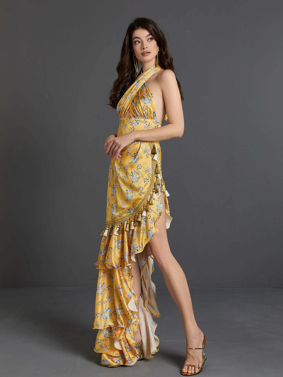 Levana Halterneck Floral Maxi Dress-Mix MIx Style