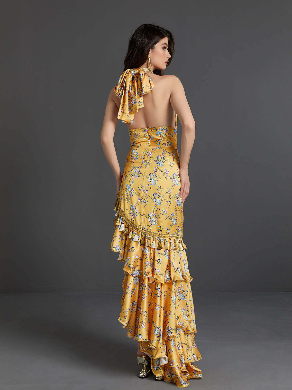 Levana Halterneck Floral Maxi Dress-Mix MIx Style