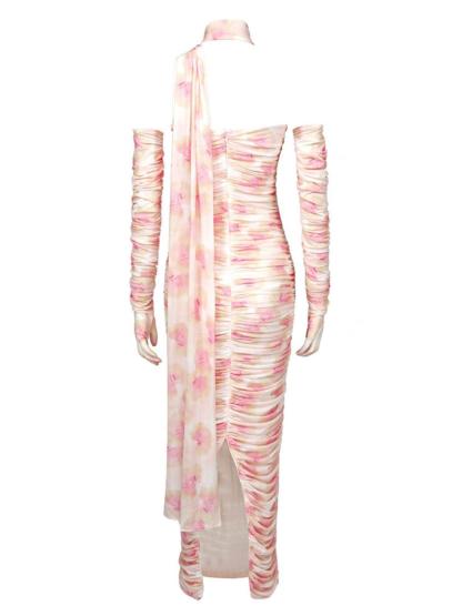 Livana Floral Mesh Maxi Dress With Gloves-Mix MIx Style