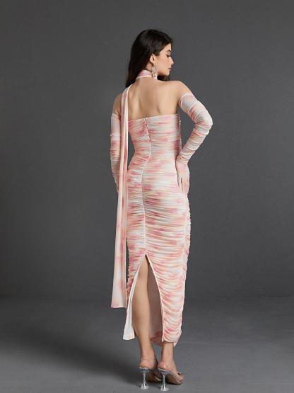 Livana Floral Mesh Maxi Dress With Gloves-Mix MIx Style