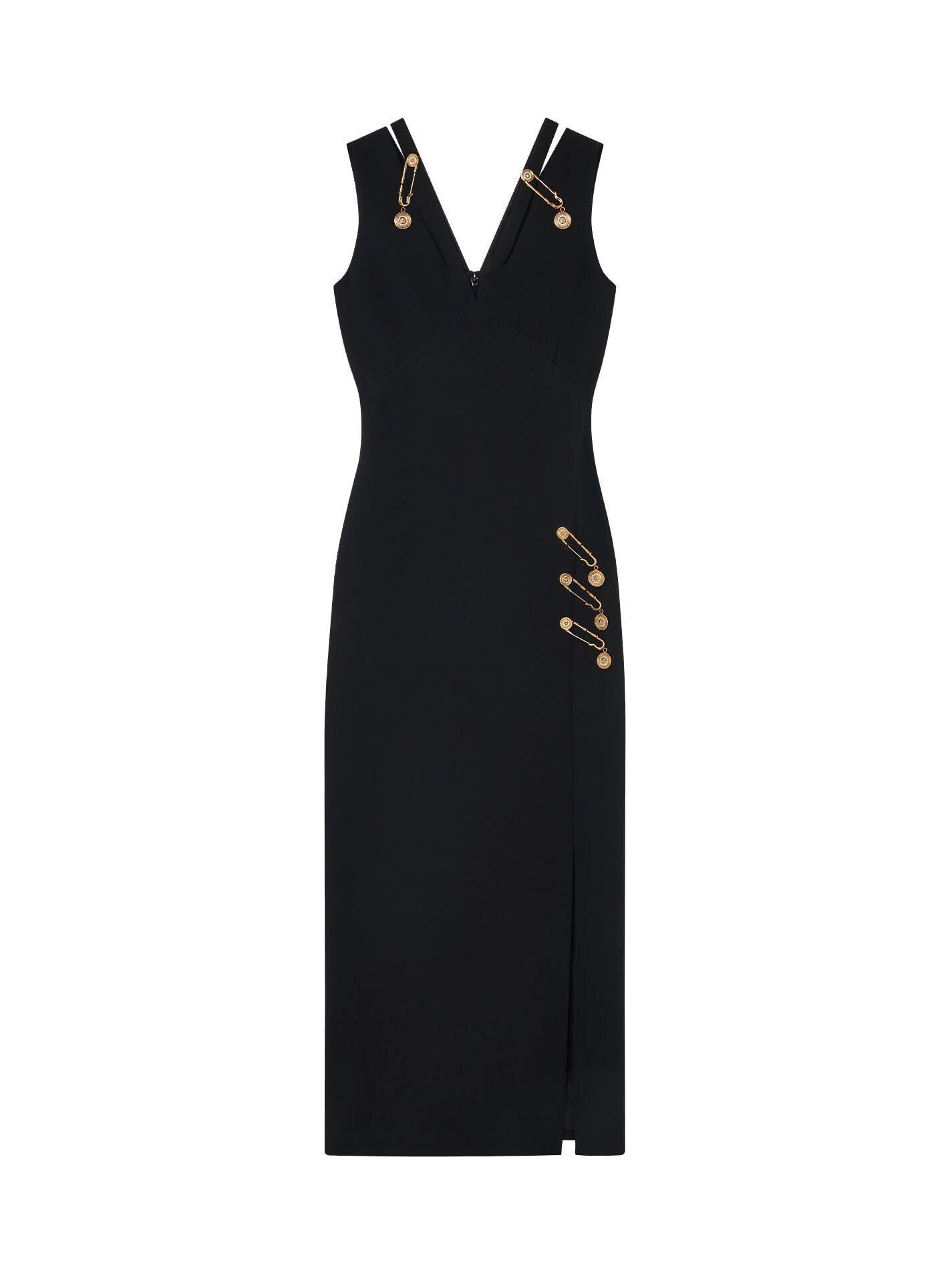 Black Split V Neck Embellished Maxi Dress | Mix Mix Style [Hot Seller]-Mix MIx Style