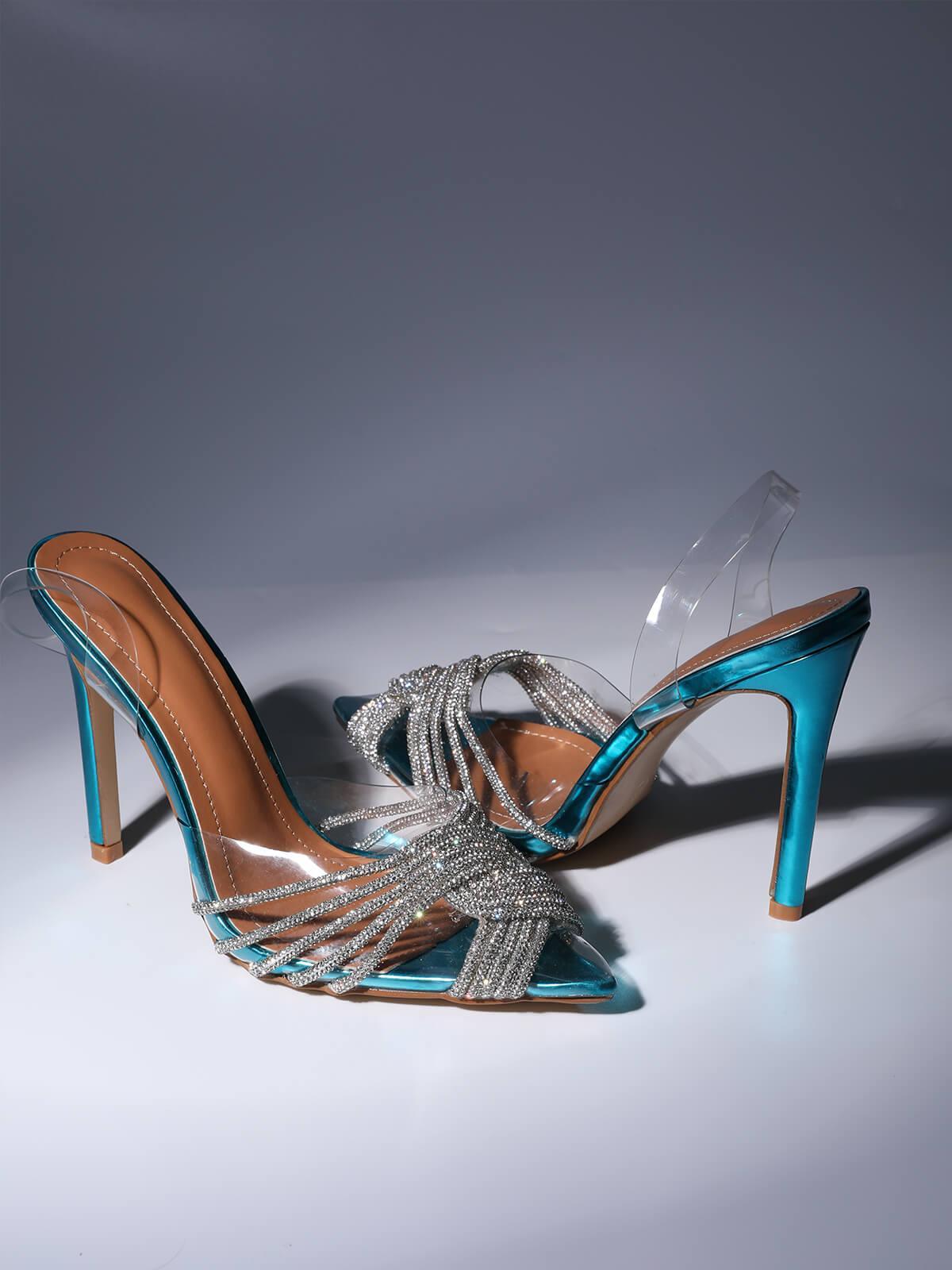 Lumi Crystal Embellished Sandals In Blue-Mix MIx Style