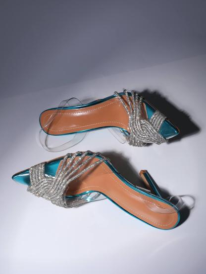 Lumi Crystal Embellished Sandals In Blue-Mix MIx Style