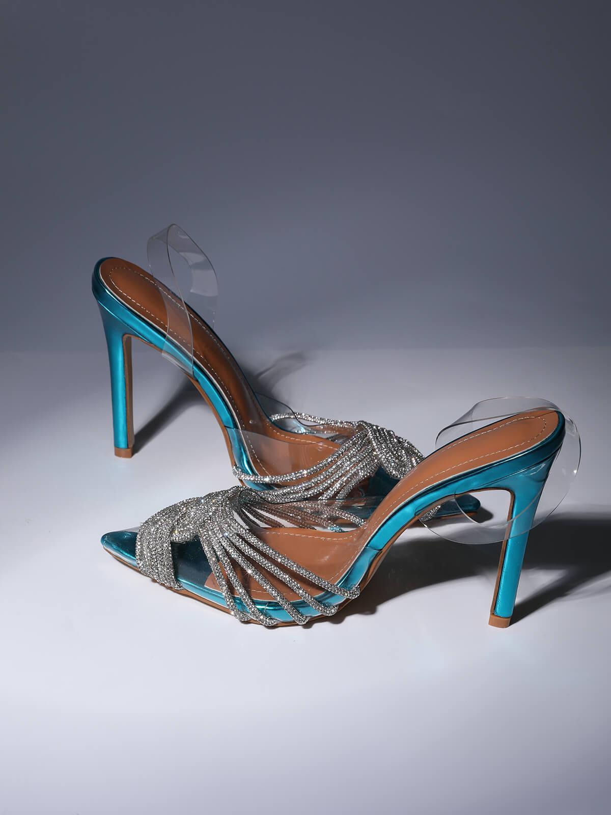 Lumi Crystal Embellished Sandals In Blue-Mix MIx Style