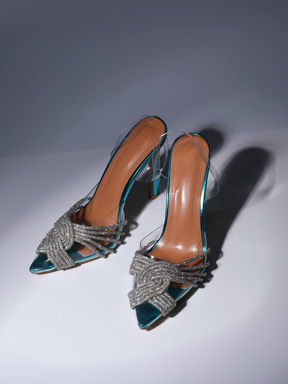 Lumi Crystal Embellished Sandals In Blue-Mix MIx Style