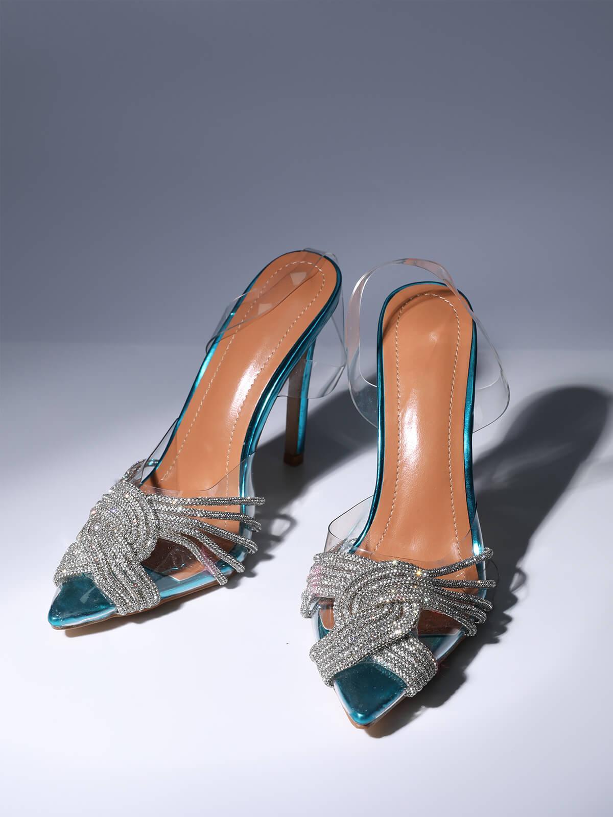 Lumi Crystal Embellished Sandals In Blue-Mix MIx Style