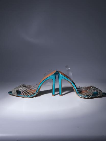Lumi Crystal Embellished Sandals In Blue-Mix MIx Style