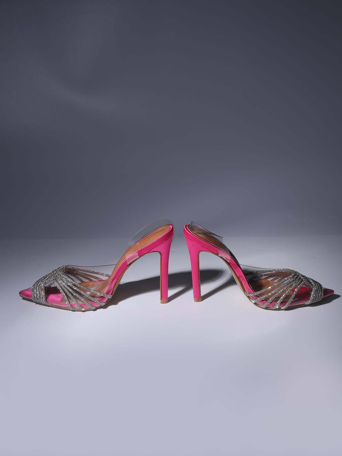Lumi Crystal Embellished Sandals In Hot Pink-Mix MIx Style
