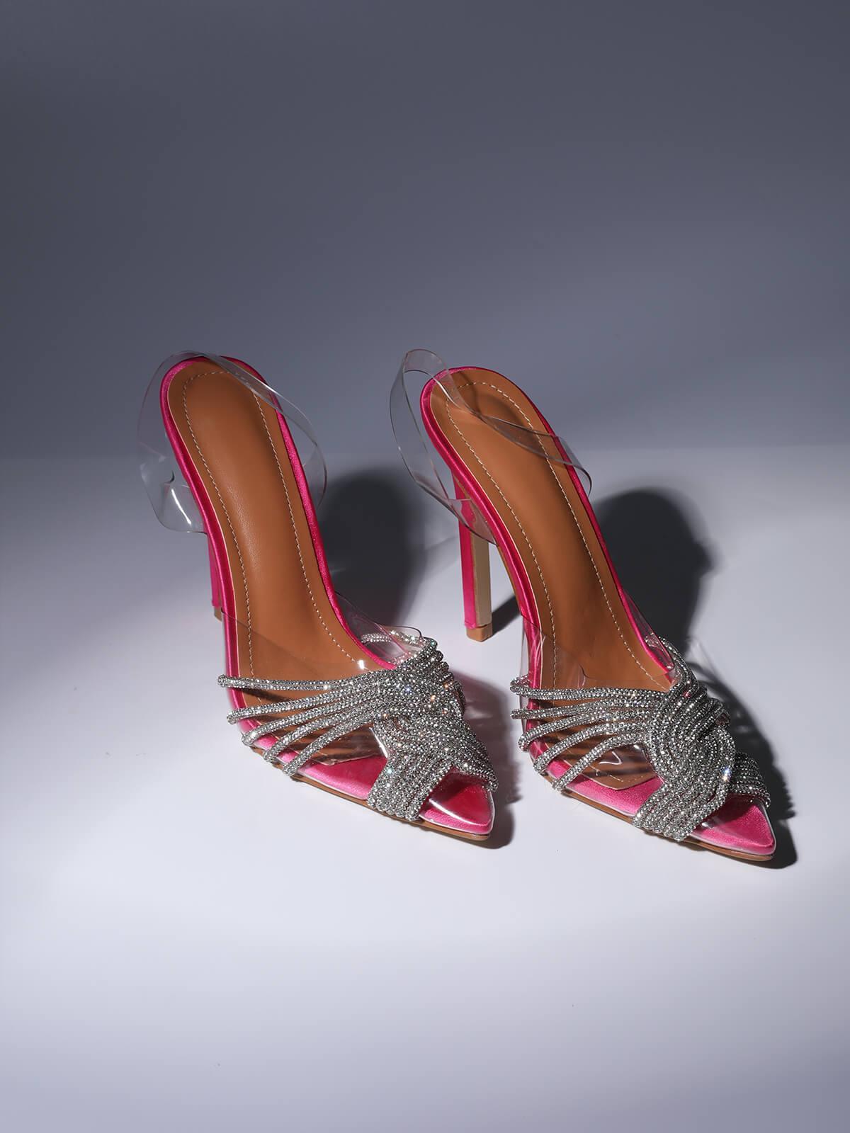 Lumi Crystal Embellished Sandals In Hot Pink-Mix MIx Style