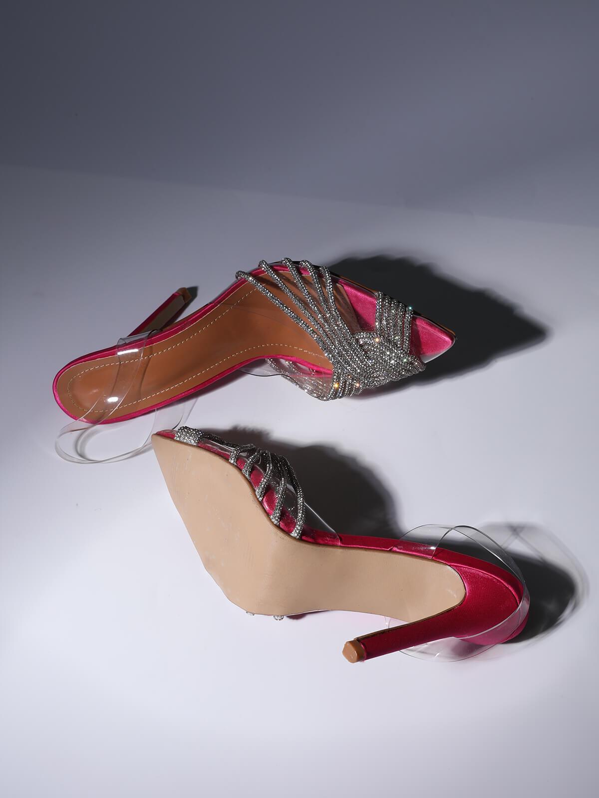 Lumi Crystal Embellished Sandals In Hot Pink-Mix MIx Style