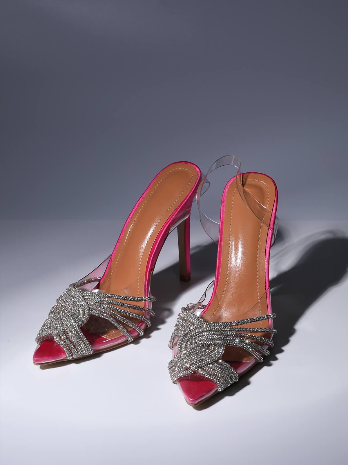Lumi Crystal Embellished Sandals In Hot Pink-Mix MIx Style