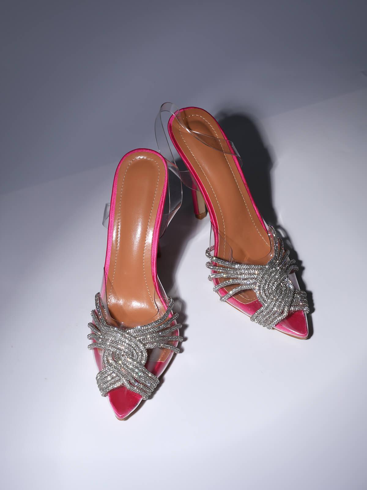 Lumi Crystal Embellished Sandals In Hot Pink-Mix MIx Style