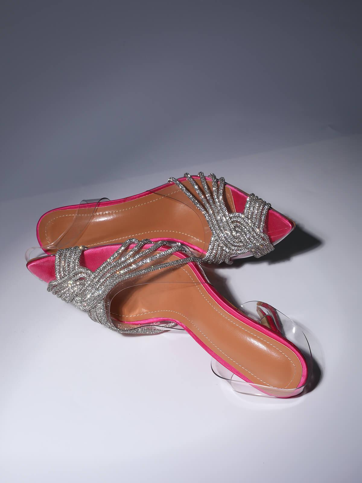 Lumi Crystal Embellished Sandals In Hot Pink-Mix MIx Style