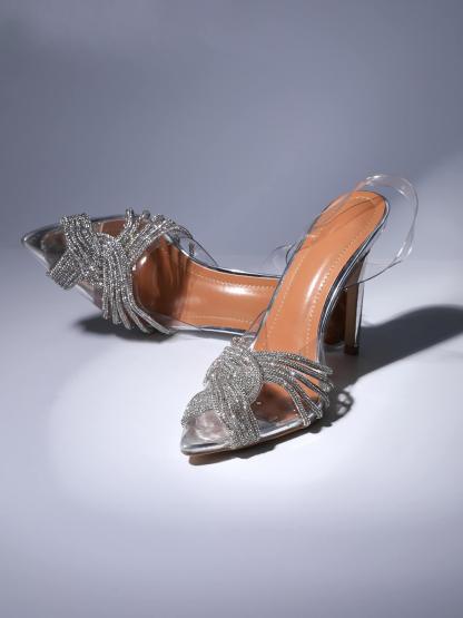 Lumi Crystal Embellished Sandals In Silver-Mix MIx Style