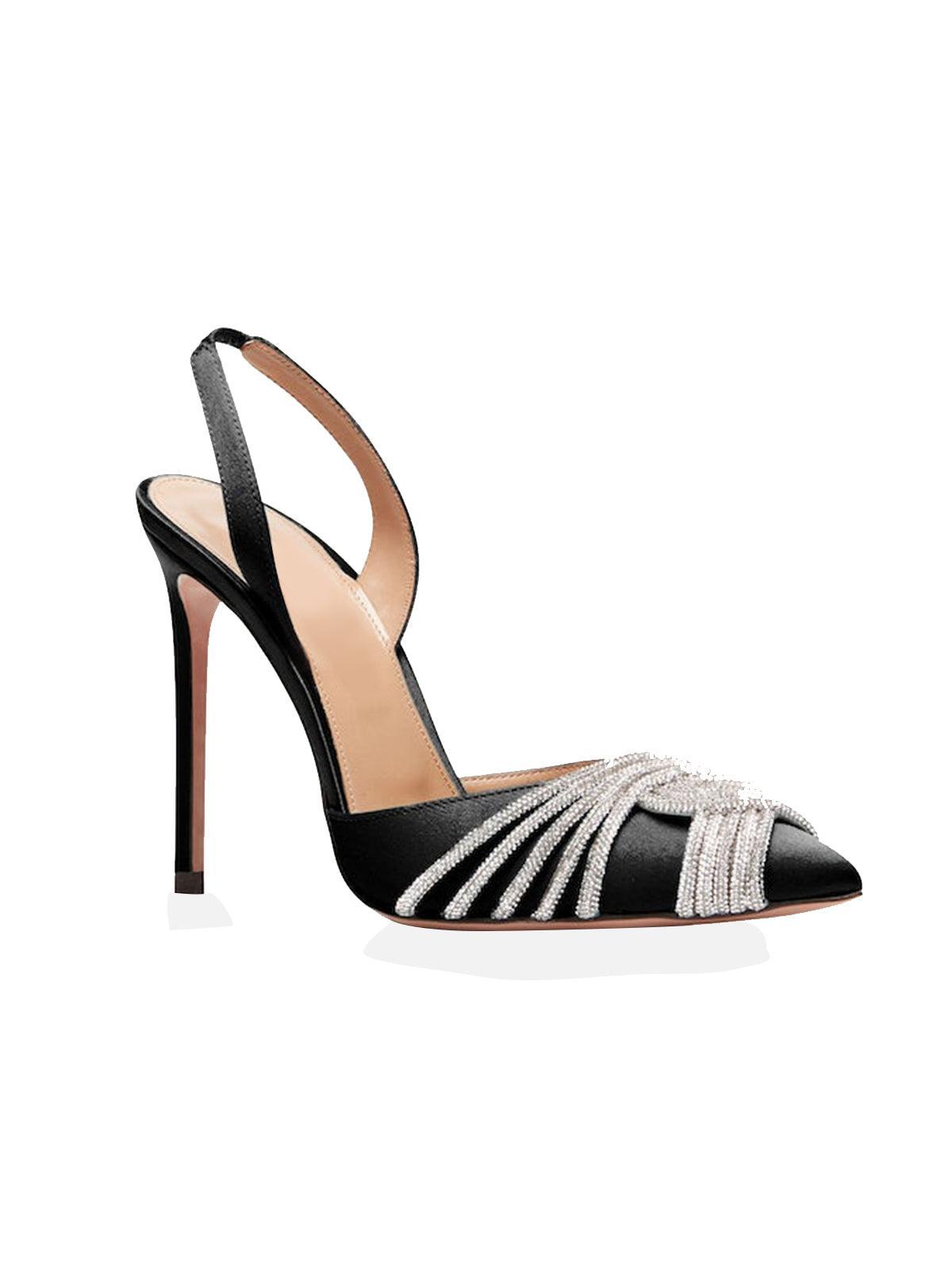 Lumi Satin Crystal Embellished Sandals In Black-Mix MIx Style