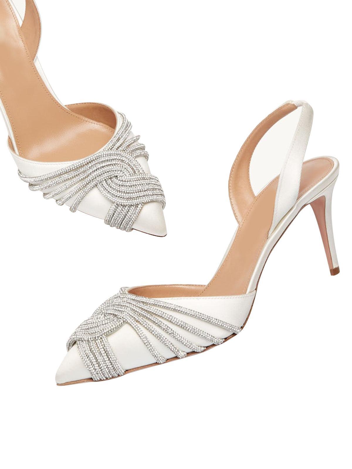 Lumi Satin Crystal Embellished Sandals In White-Mix MIx Style