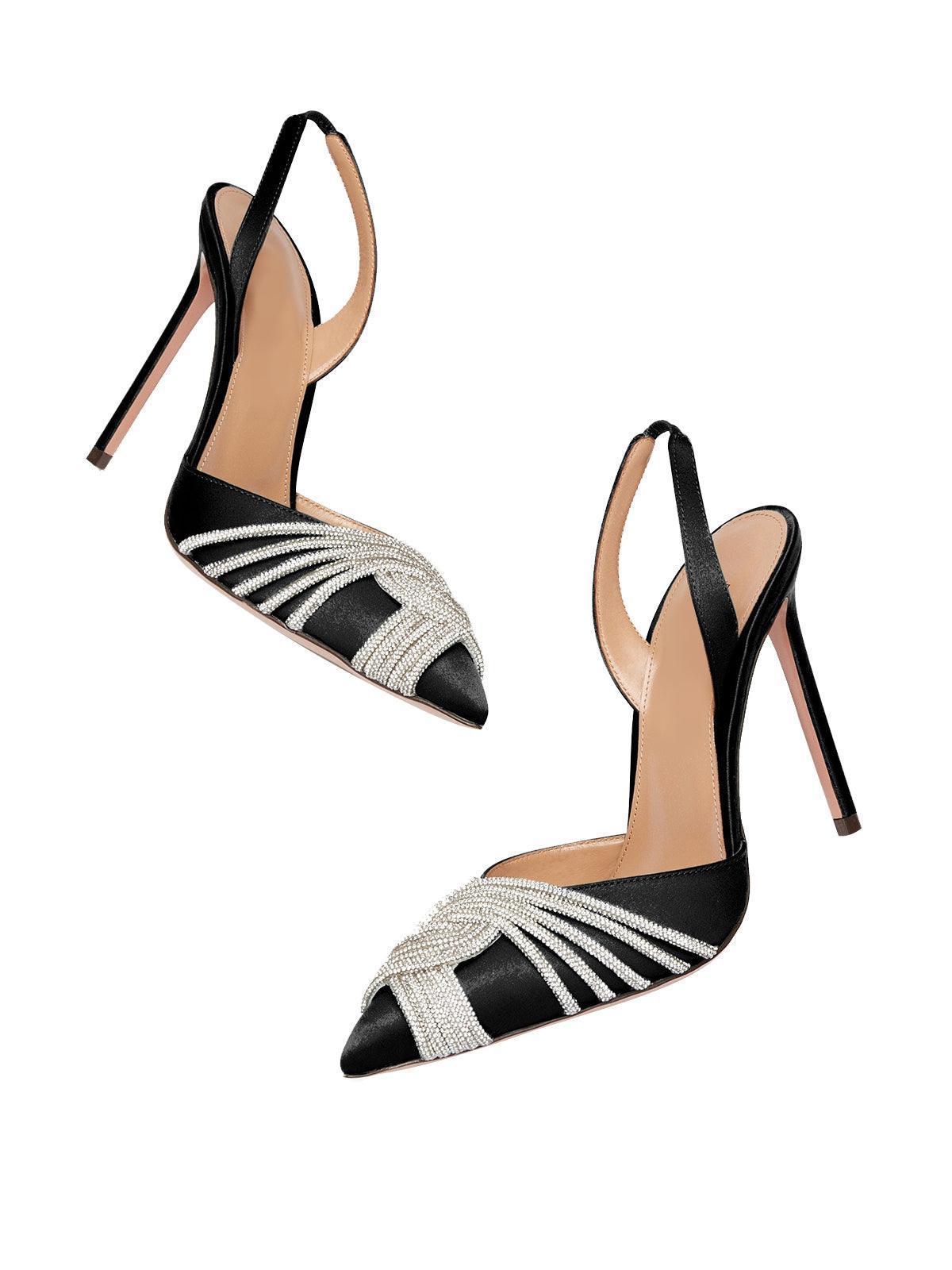 Lumi Satin Crystal Embellished Sandals In Black-Mix MIx Style