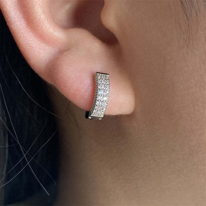 14K Gold Plated & 925 Sterling Silver Moissanite Diamonds Circle Hoop Earrings | Mix Mix Style [Hot Seller]-Mix MIx Style