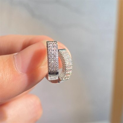 14K Gold Plated & 925 Sterling Silver Moissanite Diamonds Circle Hoop Earrings | Mix Mix Style [Hot Seller]-Mix MIx Style