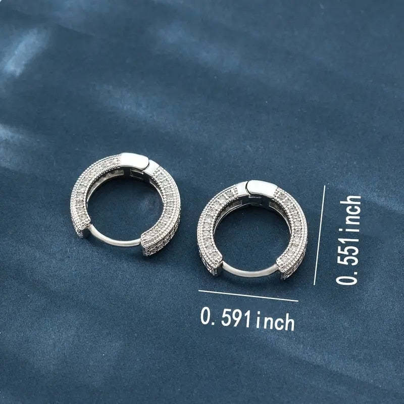 14K Gold Plated & 925 Sterling Silver Moissanite Diamonds Circle Hoop Earrings | Mix Mix Style [Hot Seller]-Mix MIx Style