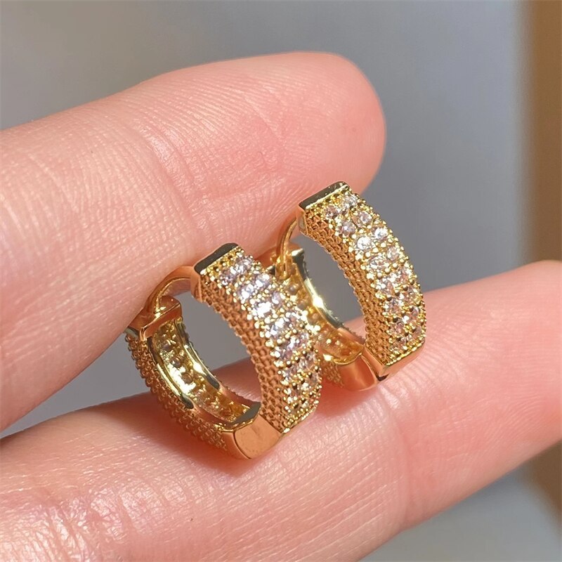 14K Gold Plated & 925 Sterling Silver Moissanite Diamonds Circle Hoop Earrings | Mix Mix Style [Hot Seller]-Mix MIx Style