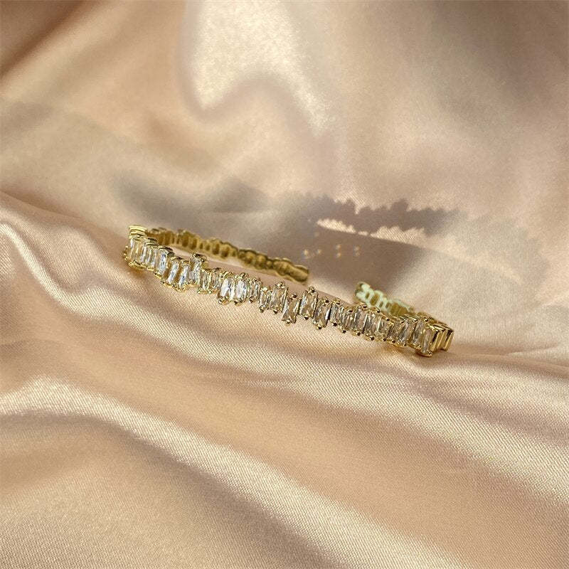 18k White Gold Plated with Moissanites Multi Open Circle Adjustable Bracelet | Mix Mix Style [Hot Seller]-Mix MIx Style