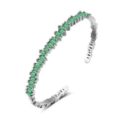 18k White Gold Plated with Moissanites Multi Open Circle Adjustable Bracelet | Mix Mix Style [Hot Seller]-Mix MIx Style