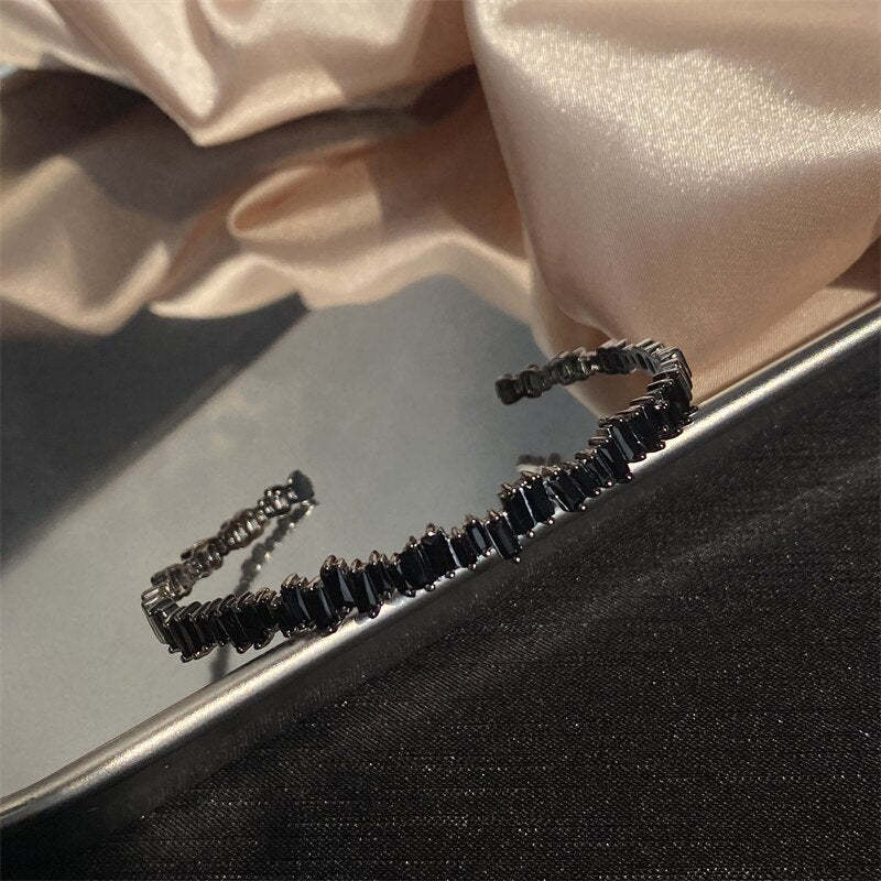 18k White Gold Plated with Moissanites Multi Open Circle Adjustable Bracelet | Mix Mix Style [Hot Seller]-Mix MIx Style