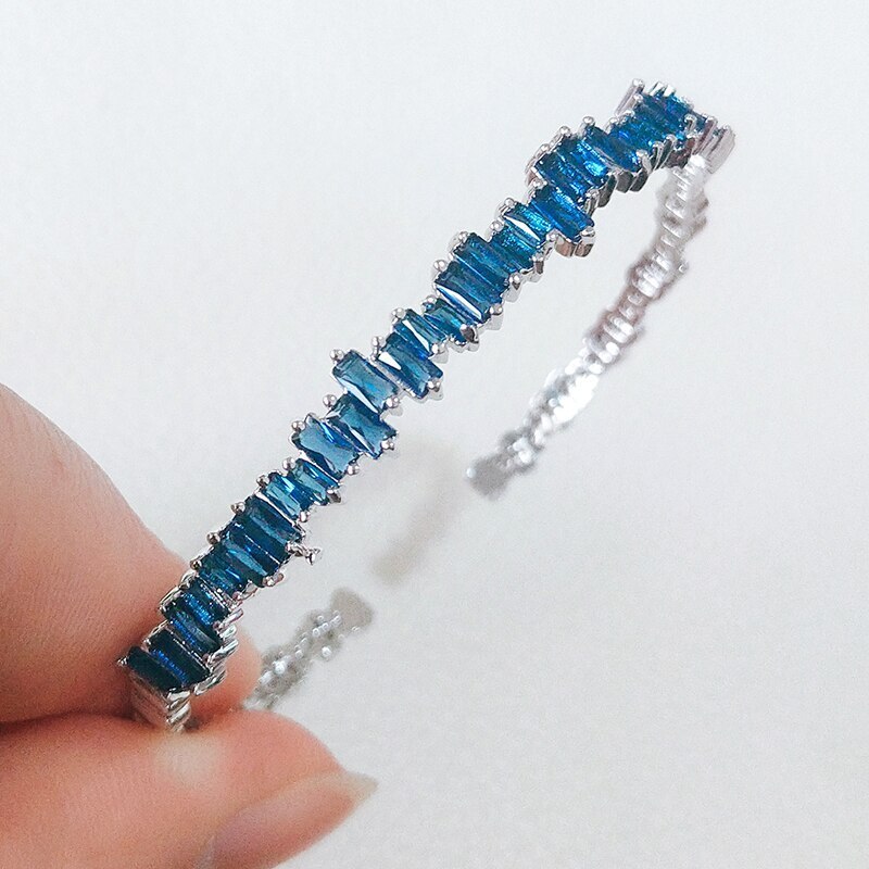 18k White Gold Plated with Moissanites Multi Open Circle Adjustable Bracelet | Mix Mix Style [Hot Seller]-Mix MIx Style