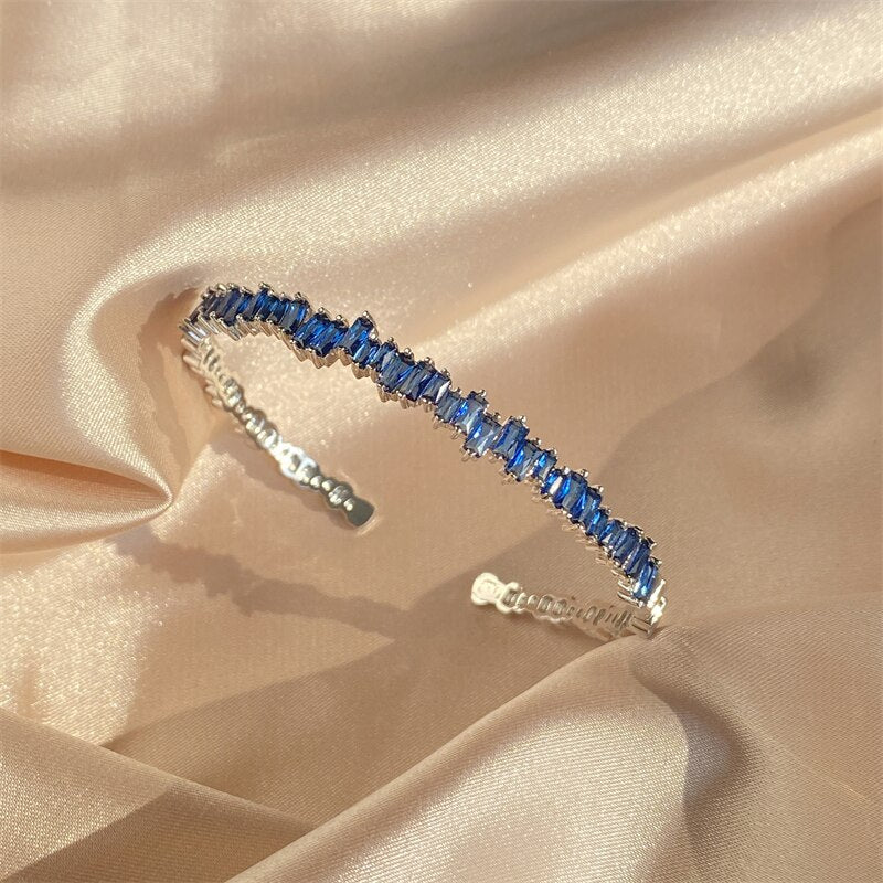 18k White Gold Plated with Moissanites Multi Open Circle Adjustable Bracelet | Mix Mix Style [Hot Seller]-Mix MIx Style