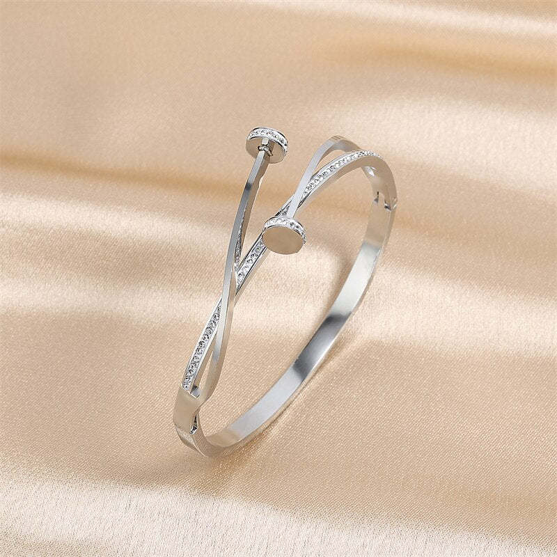 18k Gold Plated and Silver Luxury Double Moissanite Head Cross Bracelet | Mix Mix Style [Hot Seller]-Mix MIx Style