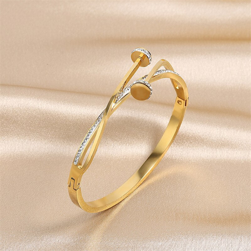 18k Gold Plated and Silver Luxury Double Moissanite Head Cross Bracelet | Mix Mix Style [Hot Seller]-Mix MIx Style