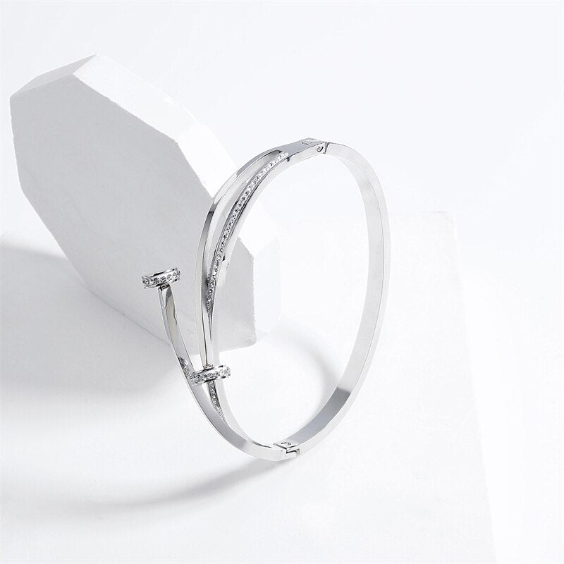 18k Gold Plated and Silver Luxury Double Moissanite Head Cross Bracelet | Mix Mix Style [Hot Seller]-Mix MIx Style