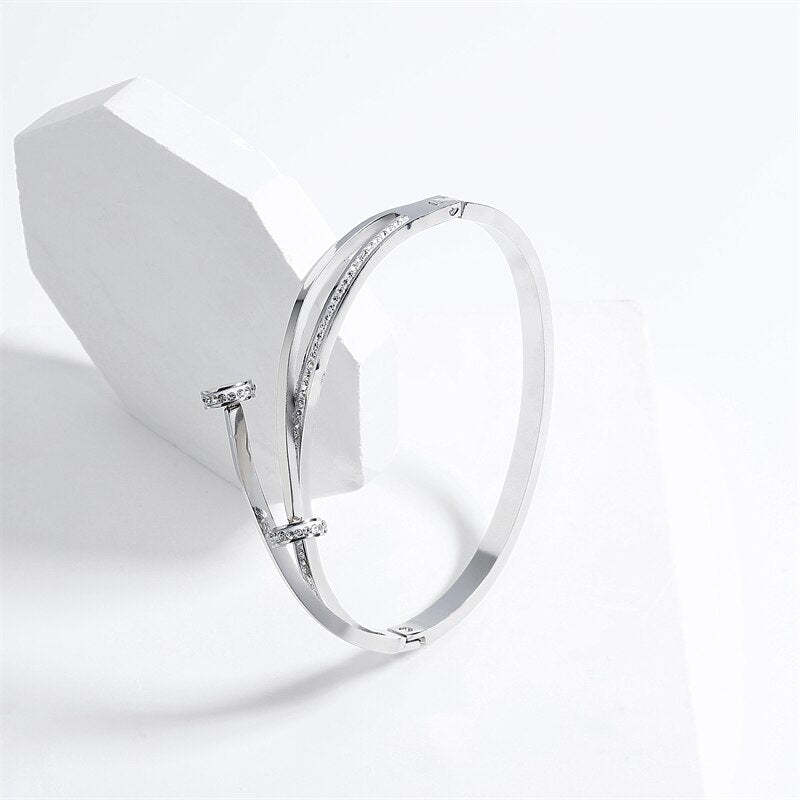 18k Gold Plated and Silver Luxury Double Moissanite Head Cross Bracelet | Mix Mix Style [Hot Seller]-Mix MIx Style