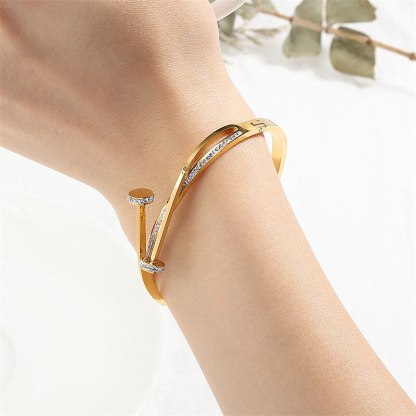 18k Gold Plated and Silver Luxury Double Moissanite Head Cross Bracelet | Mix Mix Style [Hot Seller]-Mix MIx Style