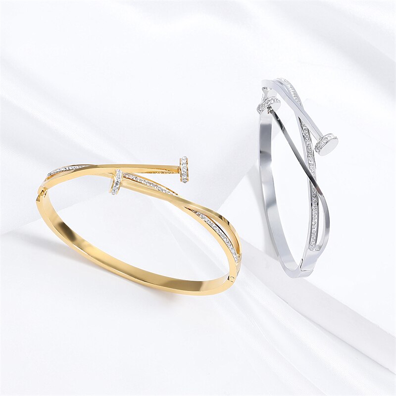 18k Gold Plated and Silver Luxury Double Moissanite Head Cross Bracelet | Mix Mix Style [Hot Seller]-Mix MIx Style