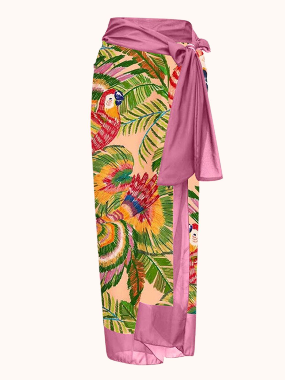 Multicolor Parrot Printed Swimwear Two Piece Set | Mix Mix Style-Mix MIx Style